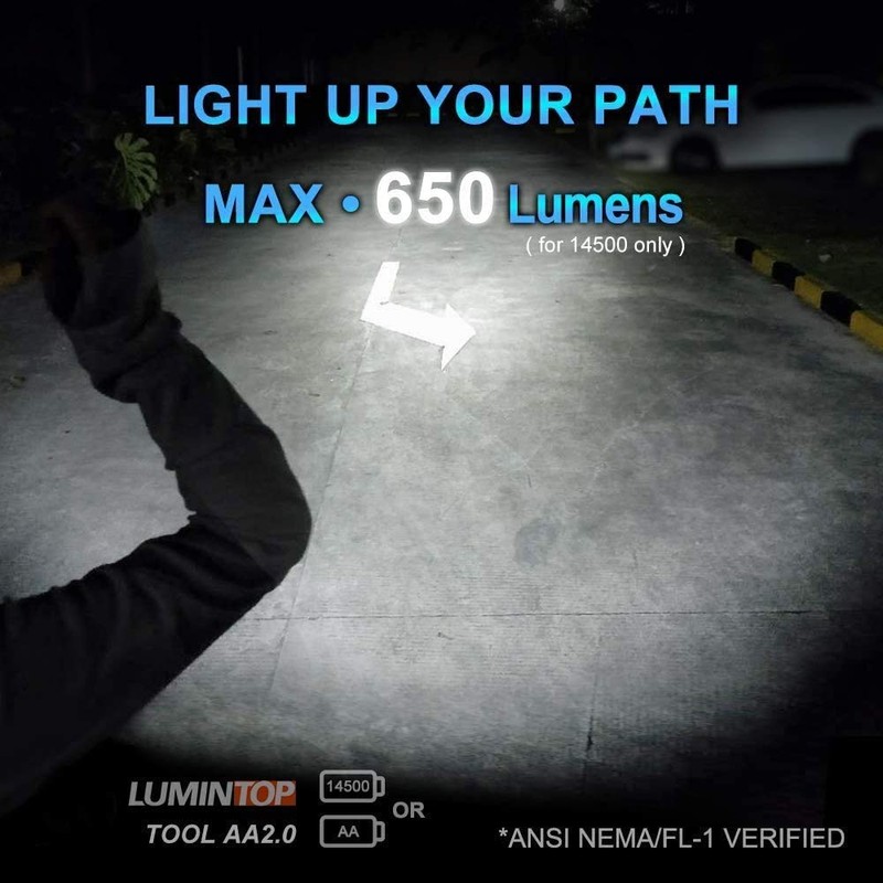 LUMINTOP Tool AA 2.0 LED Torch, Super Bright 650 Lumens,