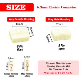 YIXISI 112 PCS 6.3mm 8 Pin Automotive Electrical Wire Connectors Kit, Male/Female Wire Connector Housing and Pin Header Crimp Wire Terminals, for Motorcycle, Bike, Car, Boats