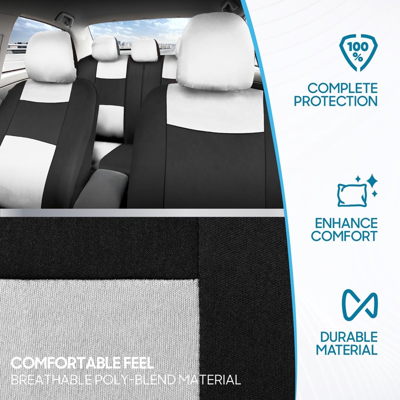 BDK PolyPro Car Seat Covers Full Set in White/Black –
