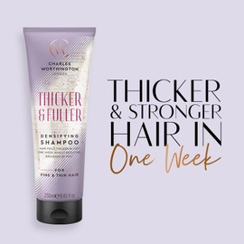 Charles Worthington Thicker and Fuller Densifying Shampoo, Hair Thickening Shampoo for Fine Hair, Purple, 250 ml