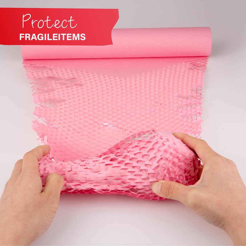 Pink Ready Roll Packaging Paper 30cm x 40m 131ft Honeycomb