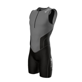 Sparx Men`s Triathlon Suit Tri Race Skinsuit Bike-Swim-Run 3 Pockets Italian Fabric (Gray, Small)