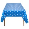 1 Piece Blue Polka Dot Tablecloth, Disposable Plastic Tablecloth, Waterproof,