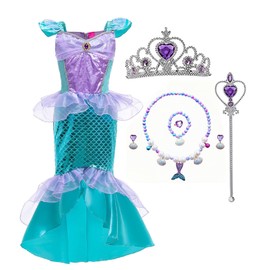 Qichenk Purplegreen 130 Dress, Children's Princess Dress, Cosplay, Dress, Costume, Luxurious 6-Piece Set, Princess Dress, Kids, Girls, Halloween Costume