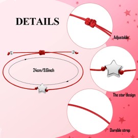Sureio 24 Pcs Star Friendship Bracelets That Fall off Adjustable String Wish Bracelets Back to School Christmas Jewelry Gifts for Women Girls Friendship