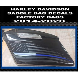 Cbcdecals - American Flag Thin Blue Line Police Saddle Bag Side Decals Custom Made to fit 1993-2023 Model Harley Davidson Touring Bikes