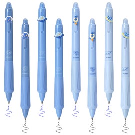 Valtiner 8Pcs Erasable Gel Pens, 0.5mm Fine Tip Retractable Click Erasable Pen, Comfortable Silicone Grip for Office Accessories School Supplies (Blue)