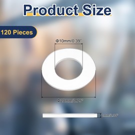 QUARKZMAN 120 Stück M10 PVC-Flachscheiben, 10 mm Innendurchmesser, 20 mm Außendurchmesser, 1 mm dick, Unterlegscheibe, Ösen, Kunststoffplattendichtung, Distanzring, transparent