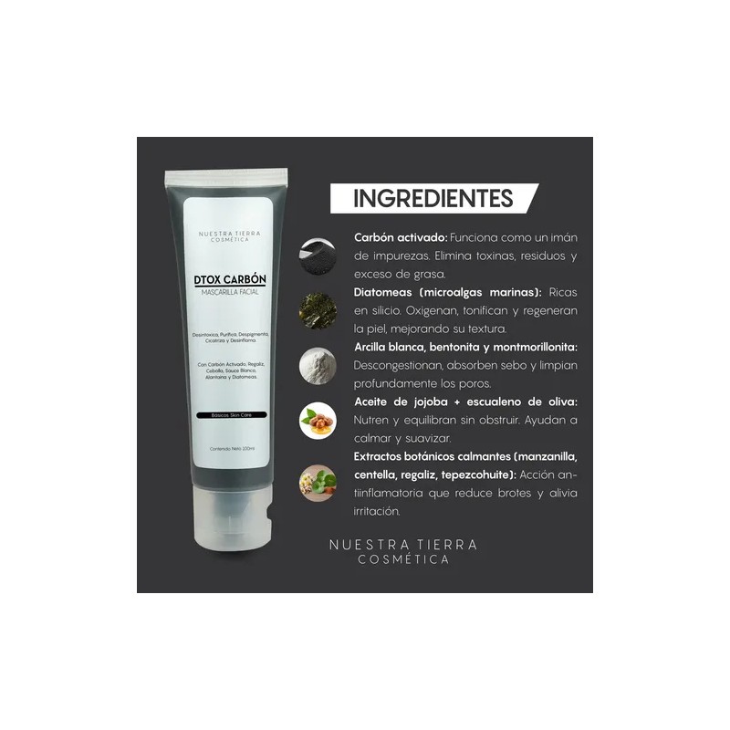 Mascarilla Facial Dtox Carbón Activado Regaliz 100grs Tipo de piel