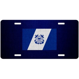 Premium Aluminum License Plate - U.S. Coast Guard, Auxiliary Flag