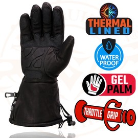 Milwaukee Leather Men's Black Gauntlet Motorcycle Hand Gloves-Black Leather Waterproof Gel Palm Soft Skin-SH292-4X-Large