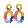Statement Raffia Earrings for Women Rainbow Rattan Earrings Geometric Straw