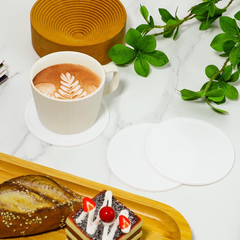 4 Packs Non Slip Silicone Drink Coasters for Drinks Round