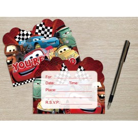 20 PCS Race Car Invitation Cards, Race Car Birthday Invitation Cards for Boys,Race Car Birthday Party Supplies