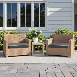 MIULEE 17 x 16 x 2 Outdoor Chair Cushions,Waterproof Seat Cushions with Adjustable Straps,Set of 2 Patio Chair Cushions for Patio Furniture Garden,Light Grey