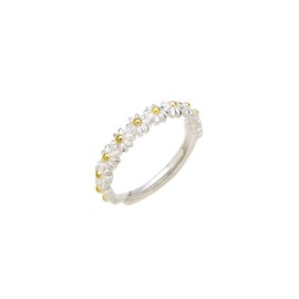 Tivleed Adjustable Daisy Flower Eternity Ring for Women - Dainty Floral Stackable Thumb Ring with Open Band Design in Gold-Plated Alloy