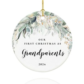 Grandparents Ornament 2024, Our First Christmas as Grandparents 2024, New Grandparents Gifts, 2.9" Ceramic Hanging First Time Grandparent Christmas Tree Decorations