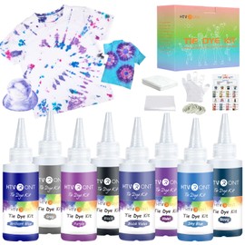HTVRONT Tie Dye Kits - Purple and Blue Tie Dye Kit for Kids and Adults, Non-Toxic Clothing Tye Dye Kit Supplies, 8 Colors Pre-Filled Squeeze Bottles