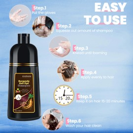 IIIMEIDU Hair Dye Shampoo for Gray Hair, 3 in 1 Herbal Ingredients Natural Shampoo Hair Dye for Women Men, Grey Coverage Shampoo 500ml (DarkBurgundy)