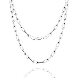 ASDULL 925 Sterling Silver Clasp 4mm Paperclip Link Chain Necklace for Women Men Silver Link Chain Necklace for Women 26 Inches