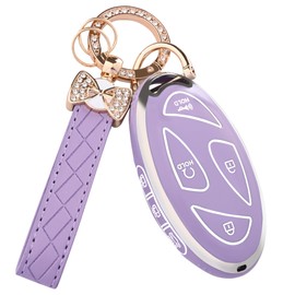 TECARATE for Hyundai Key Fob Cover - 7 Button Soft TPU Key Case Protection Fit for Hyundai Ioniq 6 Grandeur GN7, KONA, Elanrtra, Santa Fe, Sonata, Tucson Smart Remote Key (7 Button - Purple)