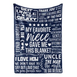 Huglanket Uncle Birthday Gifts from Niece, Funny Uncle Gift Throws, Flannel Blanket for Birthday, Christmas (50"x 65") - Blue