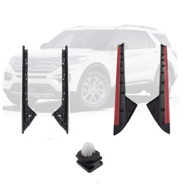 (Glossy) JAAGS 2011 Compatible with Ford Explorer Windshield Outer (& Inner Trim Pillar Molding Right & Left + Clips Ford Explorer Driver and Passenger Side Trim molding Flexline DW1843