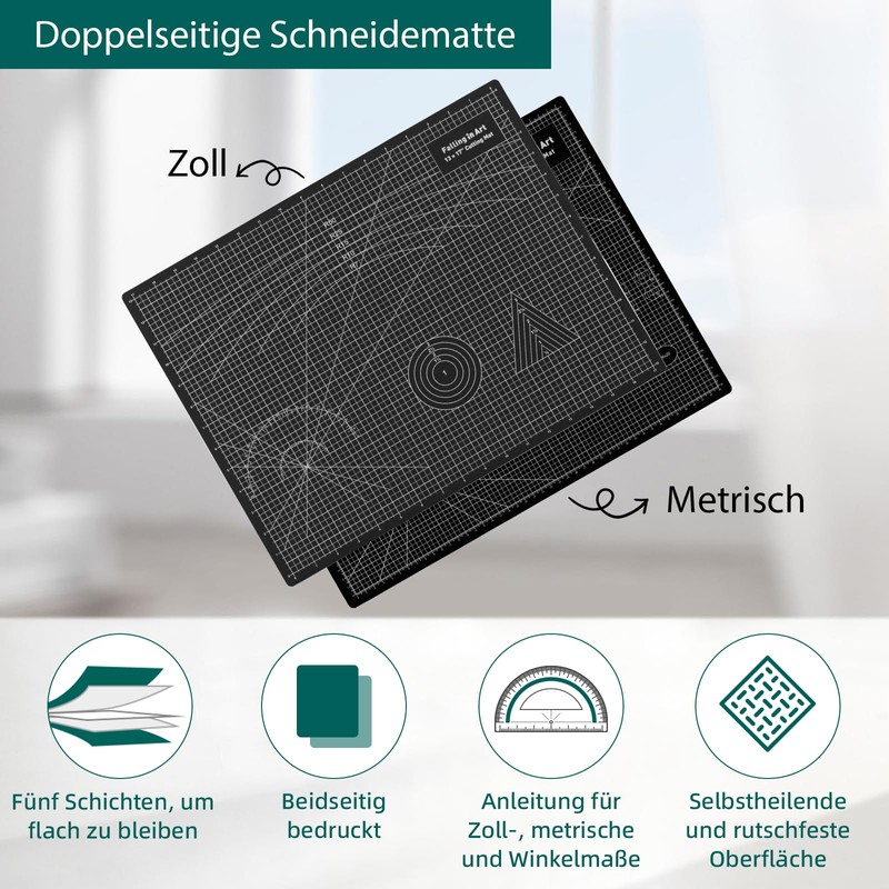 COOZEE Cutting Mat A4, 23 x 30 cm, 5-Layer Self-Healing
