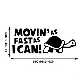 TOMALL 2Pcs 5.9 INCH Moving As Fast As I Can Turtle Stickers for Car Waterproof Funny Self-Adhesive Vinyl Decals for Car Truck SUV Window Bumper Laptop Motorcycle Decoration (Black)