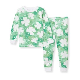 Burt's Bees Baby Girls' Little Kid Pajamas, Tee and Pant 2-Piece Pj Set, 100% Organic Cotton, Artsy Clover