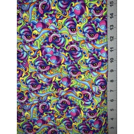 Unbranded Alice in Wonderland Psychedelic Custom Fabric Fat Quarter 18”x28” Cotton Spandex