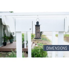 NAT & Jules Small Matte Black 9 inch Metal Hanging Outdoor Bird Feeder