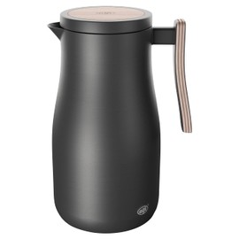 alfi Studio Allure 1.0 L Black Matt with Wooden Elements Insulated Flask Made of Double-Walled Stainless Steel Thermos Flask Keeps Warm for 12 Hours Cold for 24 Hours Screw Cap Large Opening BPA Free