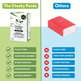 The Cheeky Panda Bamboo Travel Tissues Bulk | 56 x Plastic Free Travel Tissue Packs | 560 Super Soft Pocket Tissues