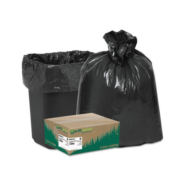 Recycled Can Liners, 7-10gal.85mil, 24 x 23, Black, 500/Carton