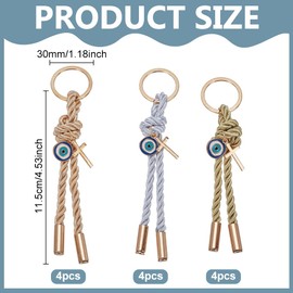 PLIGREAT 12 Pcs Baptism Favors Keychains, Blue Evil Eye Keyrings Metal Cross Keychains Christening Keychain for Purse Bags Car Keys Wedding Martyrika Greek Baptism Favors, 3 Styles