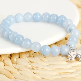 Lucky Elephant Bracelet for Women Elephant Gifts Never Forget How Strong You Are Elephant Inspirational Gifts (light blue elephant bracelet)