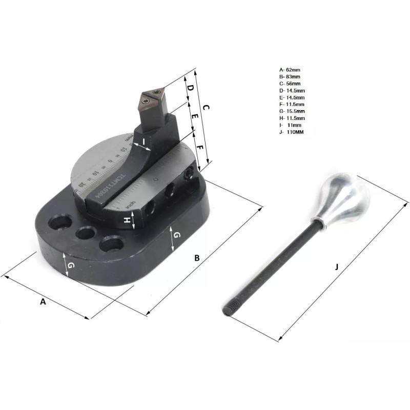BUYOHLIC Lathe Ball turning Attachment - ROUND BASE- DOUBLE BIT