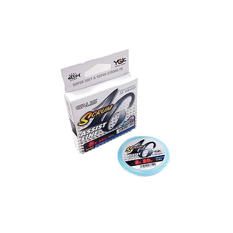 エックスブレイド(X-Braid) ガリス スクラム16 アシストライン 5Mダイニーマ 16本組 ブルー 60LB(6号)