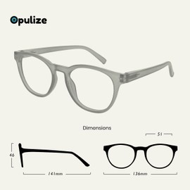 OPULIZE B5 Blue Light Filter Cool Round Frame Spring Hinges Improve Sleep Computer Gaming Anti-Glare Men Women B5, ice