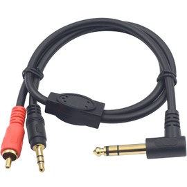 Duttek 6.35 mm to 3.5 mm RCA Stereo Audio Cable, 90 Degree 6.35 mm to RCA Jack Adapter 3.5 mm to 6.35 mm, Headphone Mic Splitter Adapter 50 cm