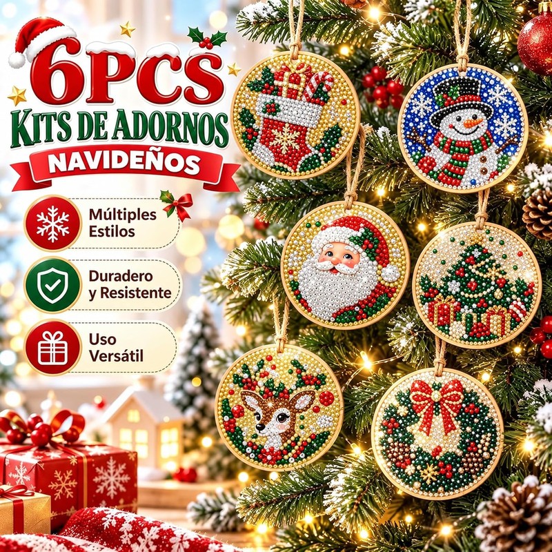 6PCS Kit de Pintura con Diamantes de Perlas para Navidad