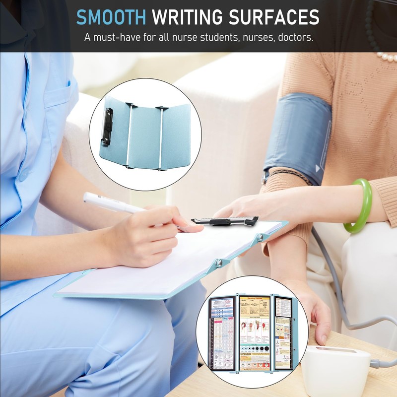 Nursing Clipboard Foldable, Foldable Clip Board w/Nursing Edition Cheat Charts,