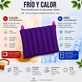 PHALARIS Kit de 5 Compresas de Semillas con Aromaterapia para Microondas y Congelador Almohadillas Térmicas Frío y Calor para Fisioterapia, Alivio de Dolor Lumbar, Espalda y Cuello Morado
