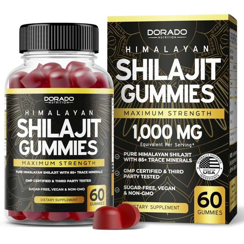 DORADO NUTRITION Pure Shilajit 1000mg 60 Gummies Asphaltum Naturally Occurring
