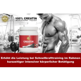 BPV - Creatine Monohydrate 500 g Powder - 100% High Quality Ultra Fine Creatine Monohydrate - Ideal for Short Intensive Loads