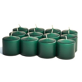 Unscented No Fragrance Hunter Green Votive Candles for Wedding/Dinner, Holiday Event, Home Decoration, 10 Hour, 1.5 in. Diameter x 1.25 in. Tall, 12 per Box