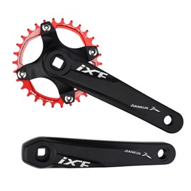 FOMTOR Single Speed Crankset, Bike Crank Arm Set 170mm 104 BCD Road Bike Crankset, Mountain Bike Narrow Wide Tooth Chainring 30T, for MTB BMX Mountain Road Bicyle, Red