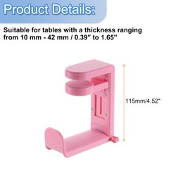 HARFINGTON 2pcs Headphone Stand Holder 360 Degree Adjustable Clamp Desk Hook Clamp 0.39"-1.65" Clamping Range PC Gaming Headset Stand for Headphone Earphone, Pink