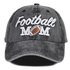 MANMESH HATT Football Mom Hat for Women, Funny Mother's Day Football Accessories Team Gifts, Vintage Washed Distressed Embroidered Baseball Cap for Mama, Grandma Black